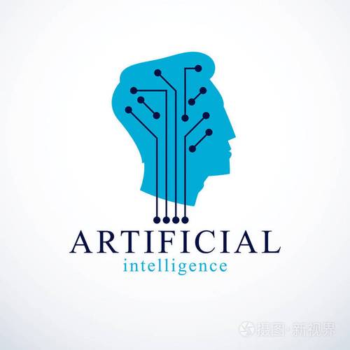 电脑人androidbot,人工智能概念.带有电子元件图标的人简介